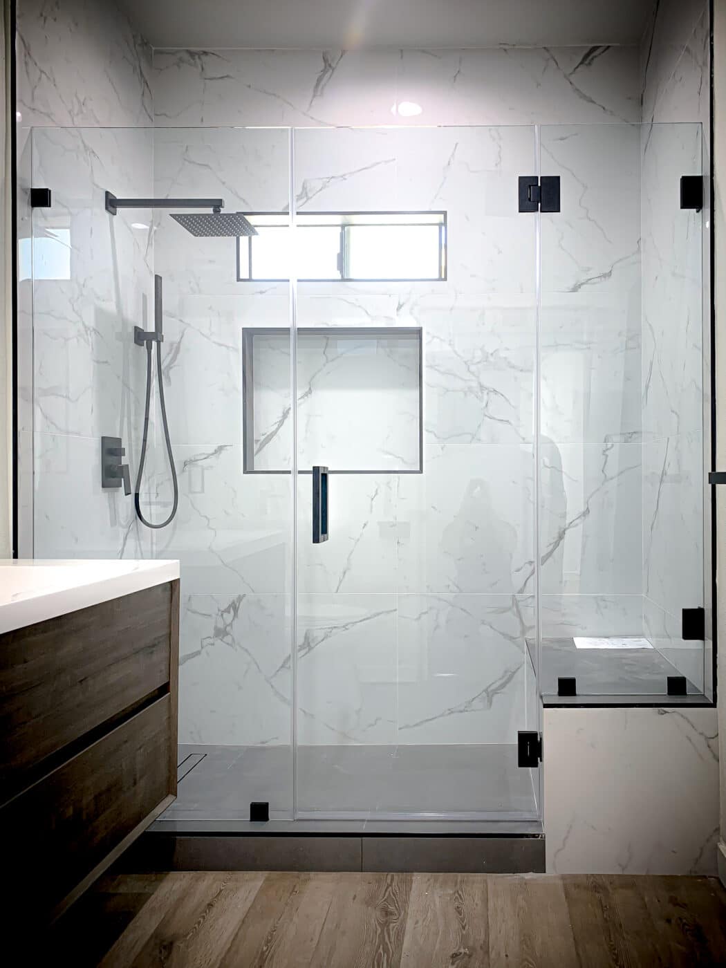 Hinged Frameless Shower Doors - Door Inline Showers