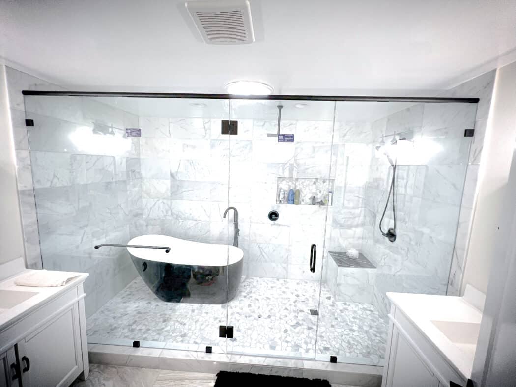 Hinged Frameless Shower Doors - Door Inline Showers