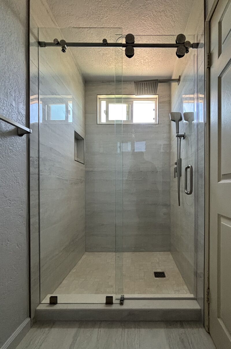 Euroglide sliding shower enclosure selected for a confined bathroom space in Laguna Niguel